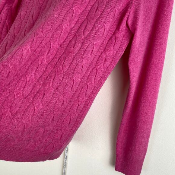 Talbots 100% Cashmere Sweater Size L Pink Cable Knit Old Money Casual Staple - Picture 5 of 9
